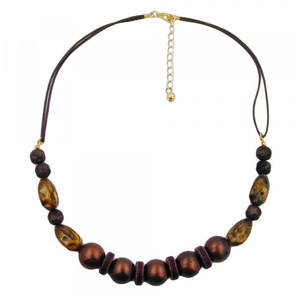 Kette Kunststoffperlen perlmutt braun seidig glänzend mit Kordel braun 50cm Kette Kunststoffperlen perlmutt braun seidig glänzend mit Kordel braun 50cm