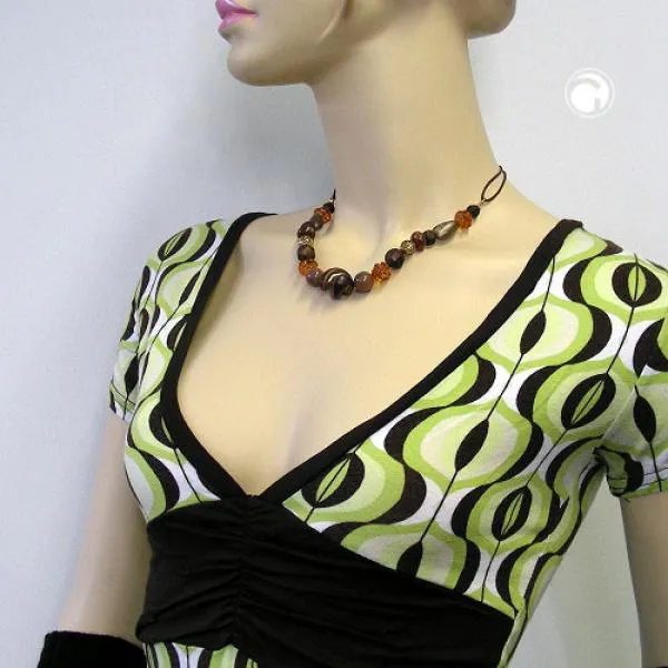 Kette Kunststoffperlen Schraubenperle braun orange mit Kordel 45cm Kette Kunststoffperlen Schraubenperle braun orange mit Kordel 45cm