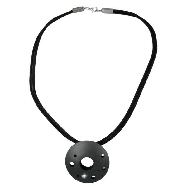 Kette 48mm Metallanhänger Lochring anthrazitfarben Kordel schwarz 50cm