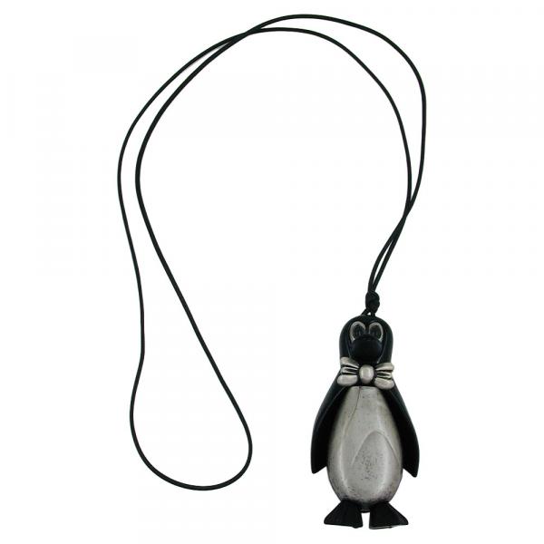 Kette 8x4x3cm Figur Pinguin schwarz-silbergrau Kunststoff 90cm