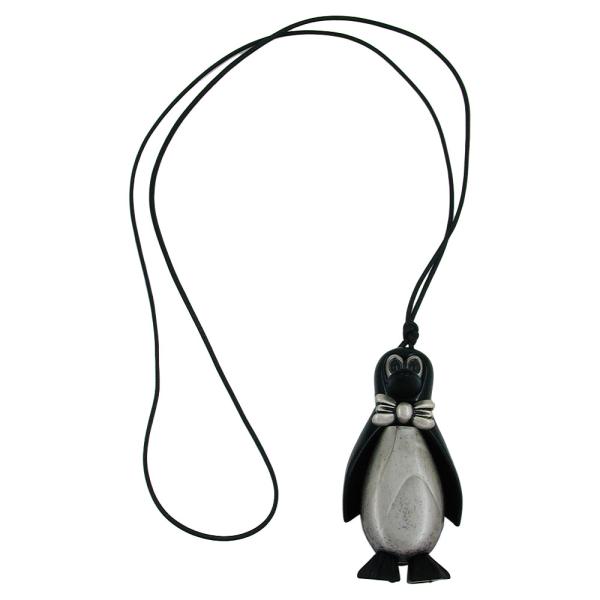 Kette 8x4x3cm Figur Pinguin schwarz-silbergrau Kunststoff 90cm Kette 8x4x3cm Figur Pinguin schwarz-silbergrau Kunststoff 90cm