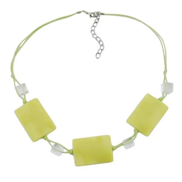 Kette 3x 35x25mm-Viereck gewellt hellgrün Kunststoffperlen Kordel 45cm