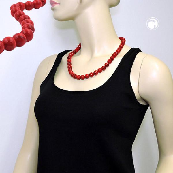 Kette 12mm Kunststoffperlen rot-schwarz-marmoriert 55cm