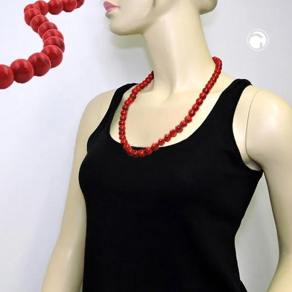 Kette 12mm Kunststoffperlen rot-schwarz-marmoriert 70cm Kette 12mm Kunststoffperlen rot-schwarz-marmoriert 70cm
