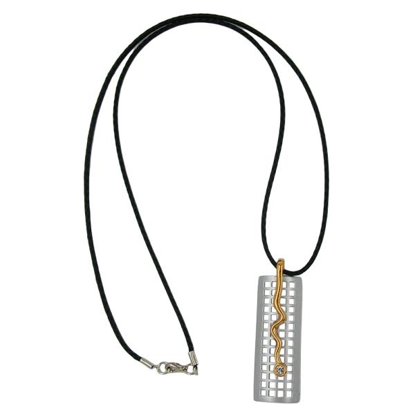 Kette 60x19mm Anhänger Metall Gitter mit Zickzack Glasstein kristall 70cm Kette 60x19mm Anhänger Metall Gitter mit Zickzack Glasstein kristall 70cm