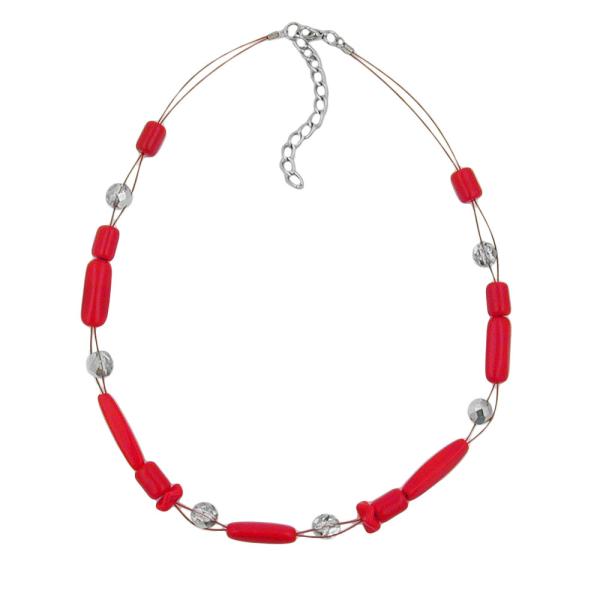 Kette Drahtkette mit Glasperlen Olive rot und kristall silber-verspiegelt 45cm Kette Drahtkette mit Glasperlen Olive rot und kristall silber-verspiegelt 45cm