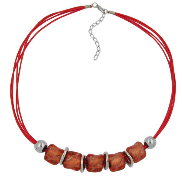 Kette 18mm Steinperle apricot-silbergrau-chrom Kunststoff 50cm Kette 18mm Steinperle apricot-silbergrau-chrom Kunststoff 50cm