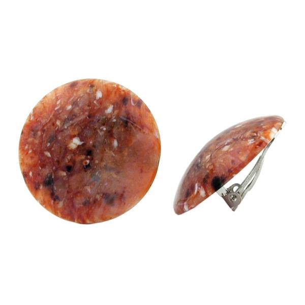 Clip Ohrring 30mm rotbraun-schwarz-weiß glänzend Kunststoff-Bouton Clip Ohrring 30mm rotbraun-schwarz-weiß glänzend Kunststoff-Bouton
