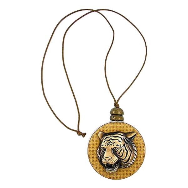 Kette, Platte mit Tigerkopf altmessing, 75cm Kette, Platte mit Tigerkopf altmessing, 75cm