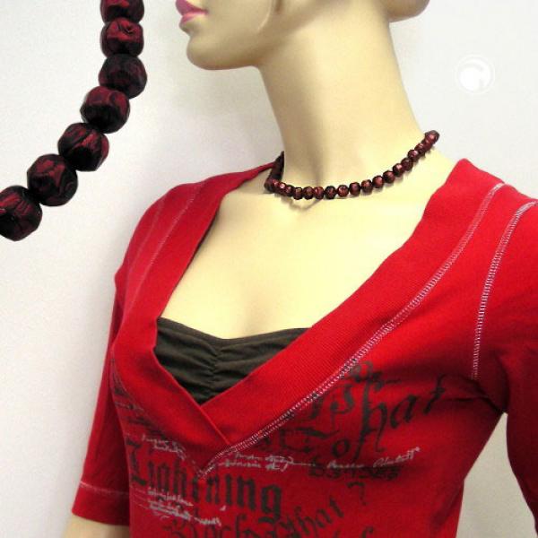 Kette 10mm Kunststoffperlen Barockperlen rot-schwarz-marmoriert 42cm Kette 10mm Kunststoffperlen Barockperlen rot-schwarz-marmoriert 42cm
