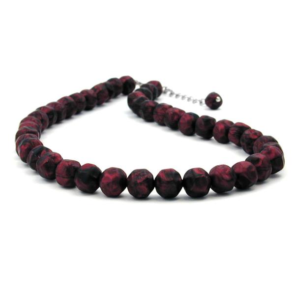 Kette 10mm Kunststoffperlen Barockperlen rot-schwarz-marmoriert 42cm Kette 10mm Kunststoffperlen Barockperlen rot-schwarz-marmoriert 42cm