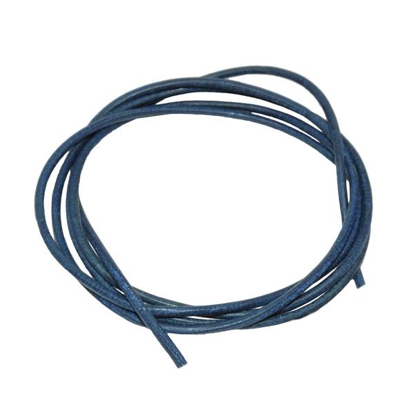 Lederband Rundschnur Rindleder 2mm blau gefärbt ca. 1m