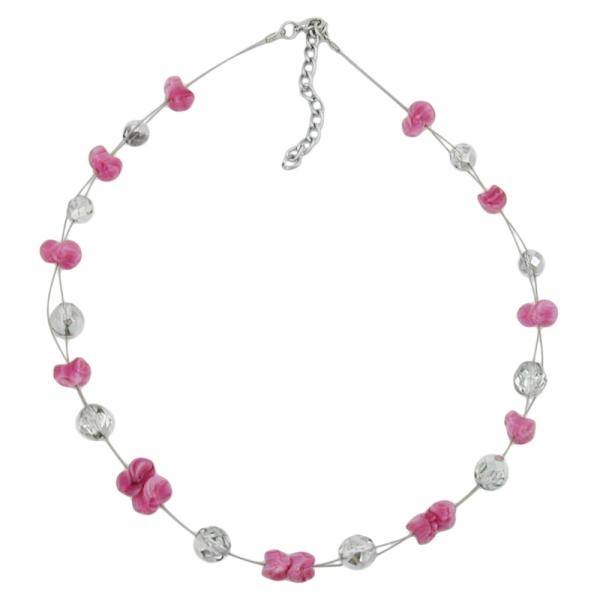 Kette Drahtkette mit Glasperlen altrosa und silber-verspiegelt 42cm Kette Drahtkette mit Glasperlen altrosa und silber-verspiegelt 42cm