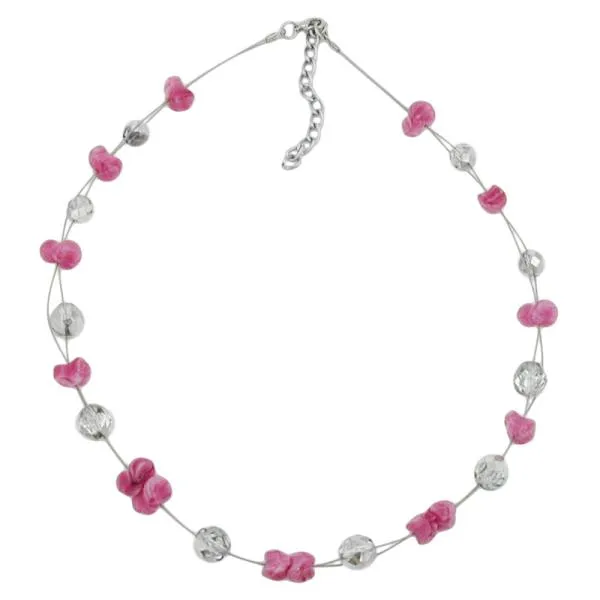 Kette Drahtkette mit Glasperlen altrosa und silber-verspiegelt 42cm Kette Drahtkette mit Glasperlen altrosa und silber-verspiegelt 42cm