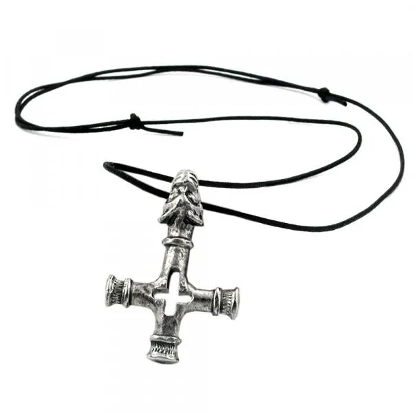 Kette 50x33mm Zinn-Anhänger Wolfskreuz 100cm Kette 50x33mm Zinn-Anhänger Wolfskreuz 100cm