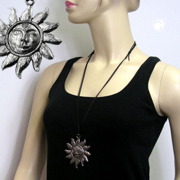 Kette 68mm Zinn-Anhänger große Sonne mit Gesicht 110cm Kette 68mm Zinn-Anhänger große Sonne mit Gesicht 110cm