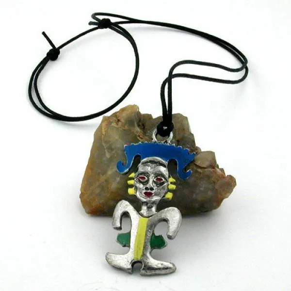 Kette 50x27mm Zinn-Anhänger Figur farbig bemalt 110cm Kette 50x27mm Zinn-Anhänger Figur farbig bemalt 110cm