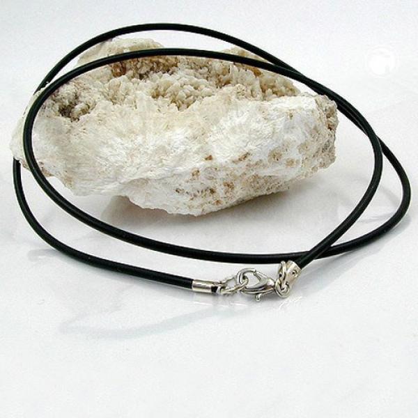 Rundschnur 2mm Vollgummikette Naturkautschuk Verschluss silberfarbig 80cm Rundschnur 2mm Vollgummikette Naturkautschuk Verschluss silberfarbig 80cm