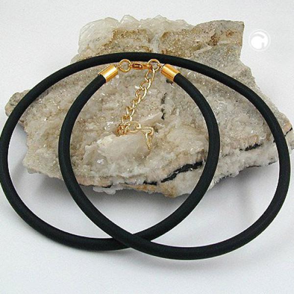Rundschnur 4mm Vollgummikette Naturkautschuk Verschluss goldfarbig 42cm Rundschnur 4mm Vollgummikette Naturkautschuk Verschluss goldfarbig 42cm