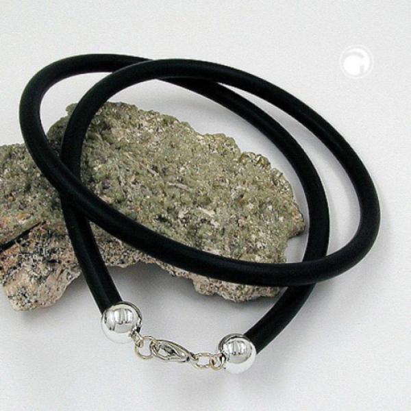 Rundschnur 6mm Vollgummikette Naturkautschuk Verschluss silberfarbig 60cm Rundschnur 6mm Vollgummikette Naturkautschuk Verschluss silberfarbig 60cm