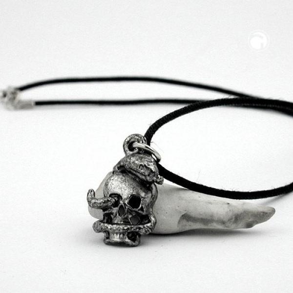 Kette 17x14mm Zinn-Anhänger Totenkopf mit Schlange 45cm Kette 17x14mm Zinn-Anhänger Totenkopf mit Schlange 45cm