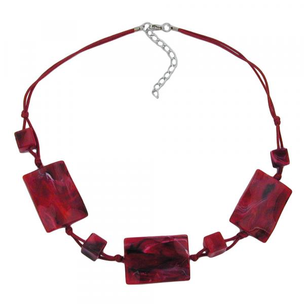 Kette 3x 35x25mm-Viereck gewellt rot-schwarz-marmoriert 45cm Kette 3x 35x25mm-Viereck gewellt rot-schwarz-marmoriert 45cm