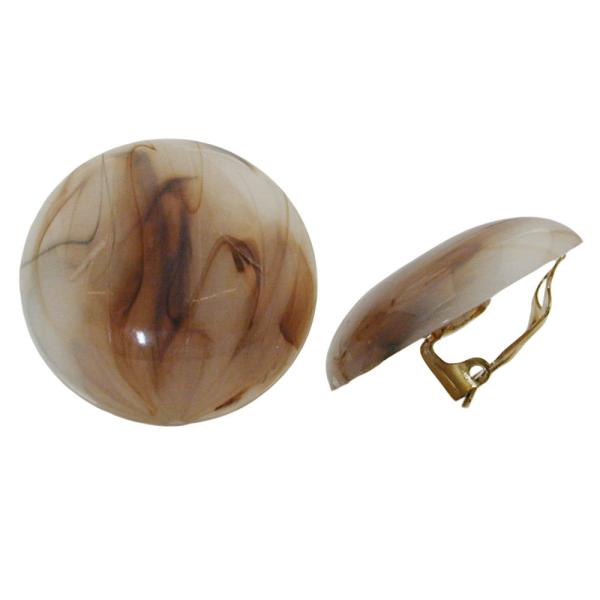 Clip Ohrring 30mm Riss braun-horn-marmoriert glänzend Kunststoff-Bouton Clip Ohrring 30mm Riss braun-horn-marmoriert glänzend Kunststoff-Bouton