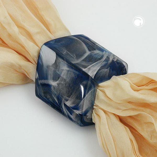 Tuchring 45x36x18mm Sechseck blau-marmoriert glänzend Kunststoff