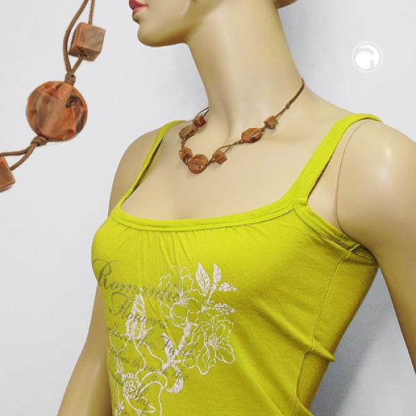 Kette 3x Scheibe Kunststoff braun-marmoriert Kordel hellbraun 45cm Kette 3x Scheibe Kunststoff braun-marmoriert Kordel hellbraun 45cm