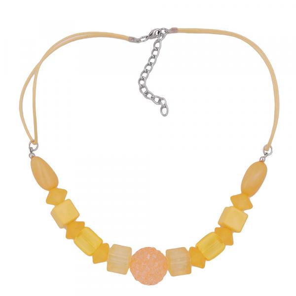 Kette, Beerenperle apricot, Perlen gelb