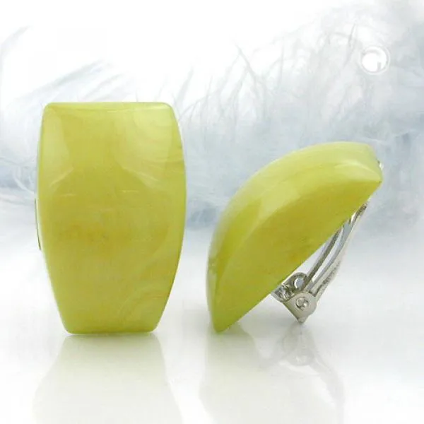 Clip Ohrring 27x17mm hellgrün-marmoriert glänzend Kunststoff-Bouton Clip Ohrring 27x17mm hellgrün-marmoriert glänzend Kunststoff-Bouton