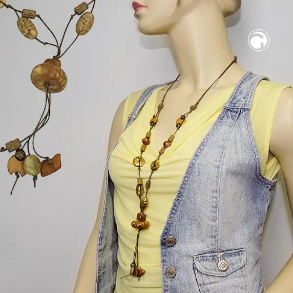 Kette Kunststoffperlen Scheibe oliv seidig-glänzend Kordel olivgrün 90cm Kette Kunststoffperlen Scheibe oliv seidig-glänzend Kordel olivgrün 90cm
