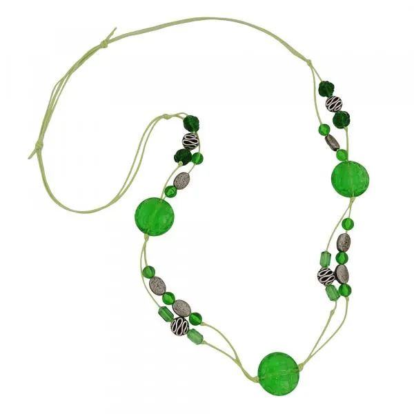 Kette, Kroko-Perle grün-transparent Kette, Kroko-Perle grün-transparent