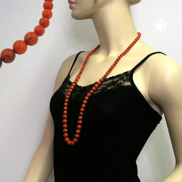 Kette 8-10-12mm Perlen verlaufend orange-schwarz-marmoriert 80cm Kette 8-10-12mm Perlen verlaufend orange-schwarz-marmoriert 80cm
