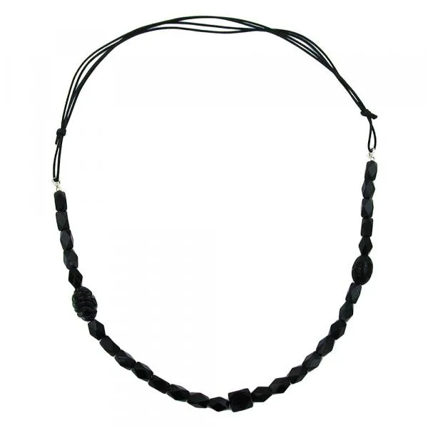 Kette Kunststoffperlen Schliffperle schwarz Kordel schwarz 90cm Kette Kunststoffperlen Schliffperle schwarz Kordel schwarz 90cm