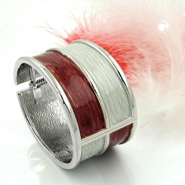 Armreif 73x38mm mit Klappscharnier Metall weinrot-beige-grau emailliert Armreif 73x38mm mit Klappscharnier Metall weinrot-beige-grau emailliert