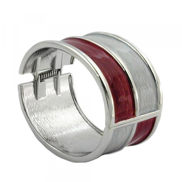 Armreif 73x38mm mit Klappscharnier Metall weinrot-beige-grau emailliert Armreif 73x38mm mit Klappscharnier Metall weinrot-beige-grau emailliert