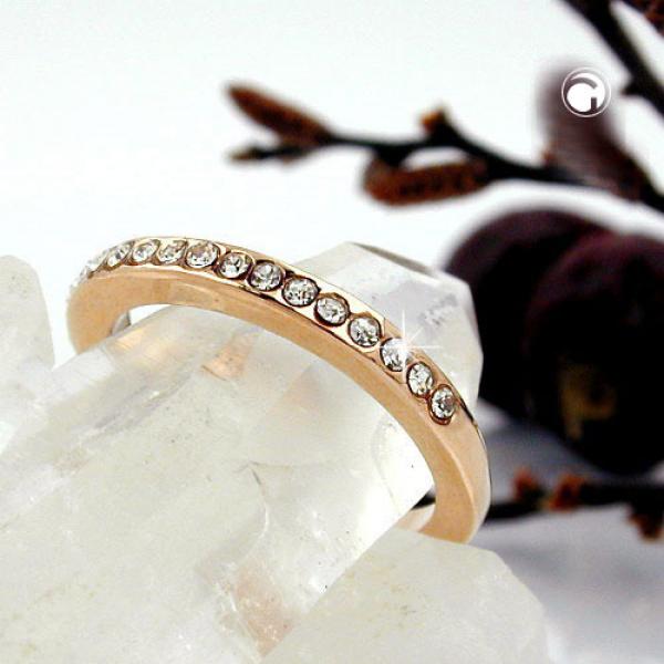 Ring 2,4mm schmaler Ring mit Glassteinen verziert vergoldet Ringgröße 50