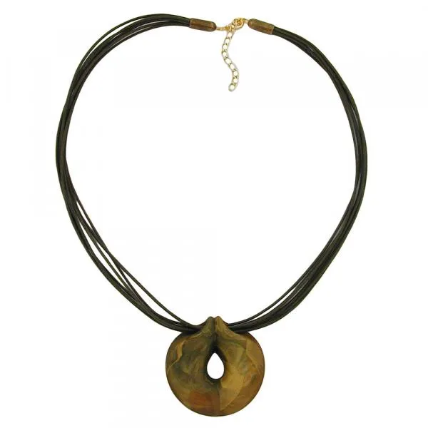Kette 52mm Kunststoff Anhänger Amulett oliv marmoriert Kordel oliv 55cm Kette 52mm Kunststoff Anhänger Amulett oliv marmoriert Kordel oliv 55cm