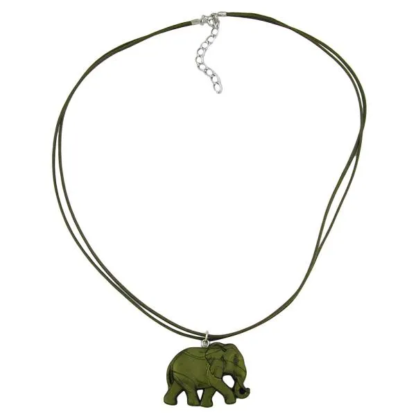 Kette 38x28x6mm Elefant Kunststoff olivgrün seidig matt Kordel oliv 50cm Kette 38x28x6mm Elefant Kunststoff olivgrün seidig matt Kordel oliv 50cm