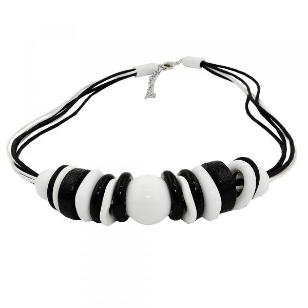 Kette Kunststoffperlen und Ringe schwarz-weiß 45cm Kette Kunststoffperlen und Ringe schwarz-weiß 45cm