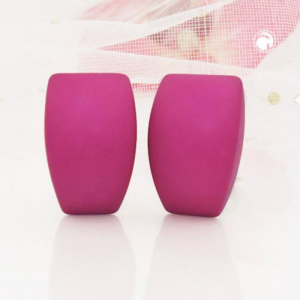 Clip Ohrring 27x17mm Trapez pink matt Kunststoff-Bouton Clip Ohrring 27x17mm Trapez pink matt Kunststoff-Bouton