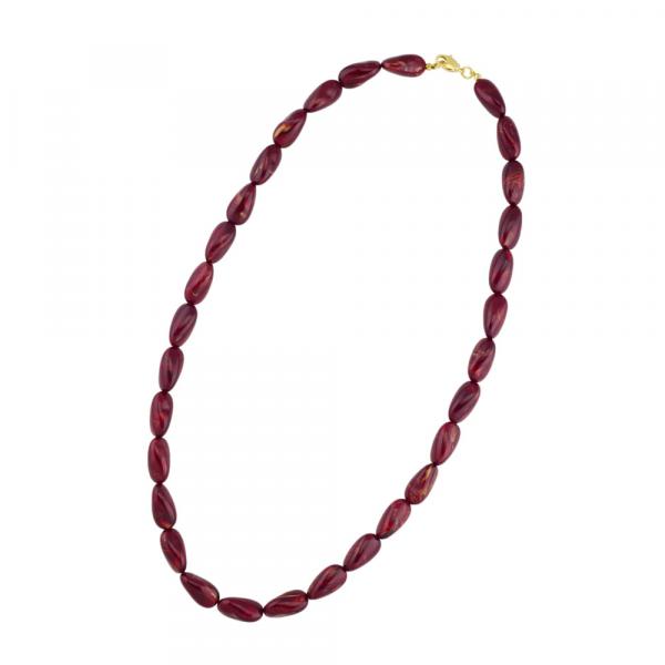 Kette 20x10mm Winkelperle Kunststoff bordeaux-goldfarben marmoriert glänzend 60cm