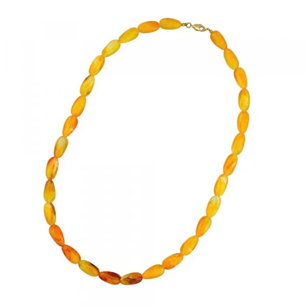 Kette 20x10mm Winkelperle Kunststoff gelb-bernstein-marmor glänzend 60cm Kette 20x10mm Winkelperle Kunststoff gelb-bernstein-marmor glänzend 60cm