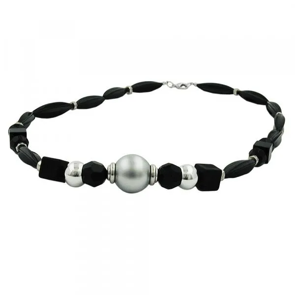 Kette, Olive schwarz, Perle chrom Kette, Olive schwarz, Perle chrom