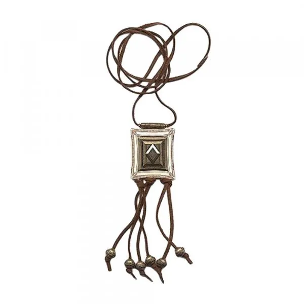 Kette Kunststoff Viereck elfenbein-altmessingfarben Velourband dunkelbraun 100cm Kette Kunststoff Viereck elfenbein-altmessingfarben Velourband dunkelbraun 100cm