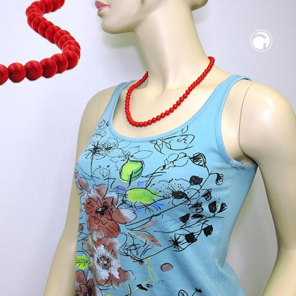 Kette 8mm Kunststoffperlen rot-glänzend 55cm Kette 8mm Kunststoffperlen rot-glänzend 55cm