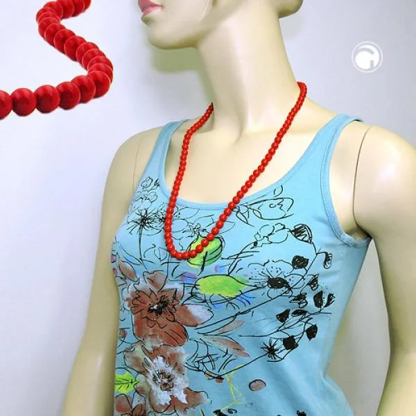 Kette 8mm Kunststoffperlen rot-glänzend 70cm Kette 8mm Kunststoffperlen rot-glänzend 70cm