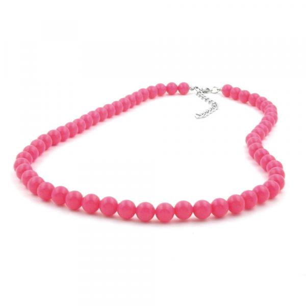 Kette 8mm Kunststoffperlen rosa-pink-glänzend 40cm