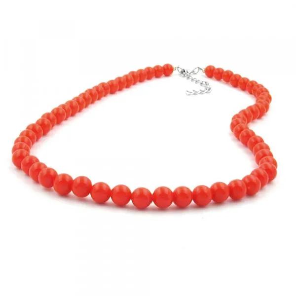 Kette 8mm Kunststoffperlen orange-rot-glänzend 40cm Kette 8mm Kunststoffperlen orange-rot-glänzend 40cm